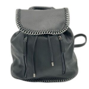 Expressions NYC Black Vegan Leather Backpack w/ Gunmetal Chain Detail NWOT